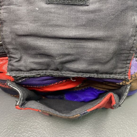 KMQ Vtg 80s Leather Fanny Pack 4 Pockets Patchwork Colorblock Colorful Bright - Picture 10 of 14